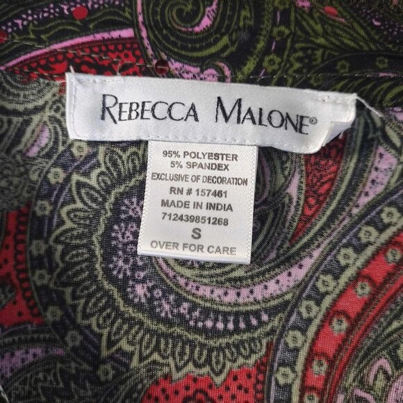 Rebecca Malone Paisley Button Top S Retro Stretch Art to Wear Statement Top - Picture 2 of 10